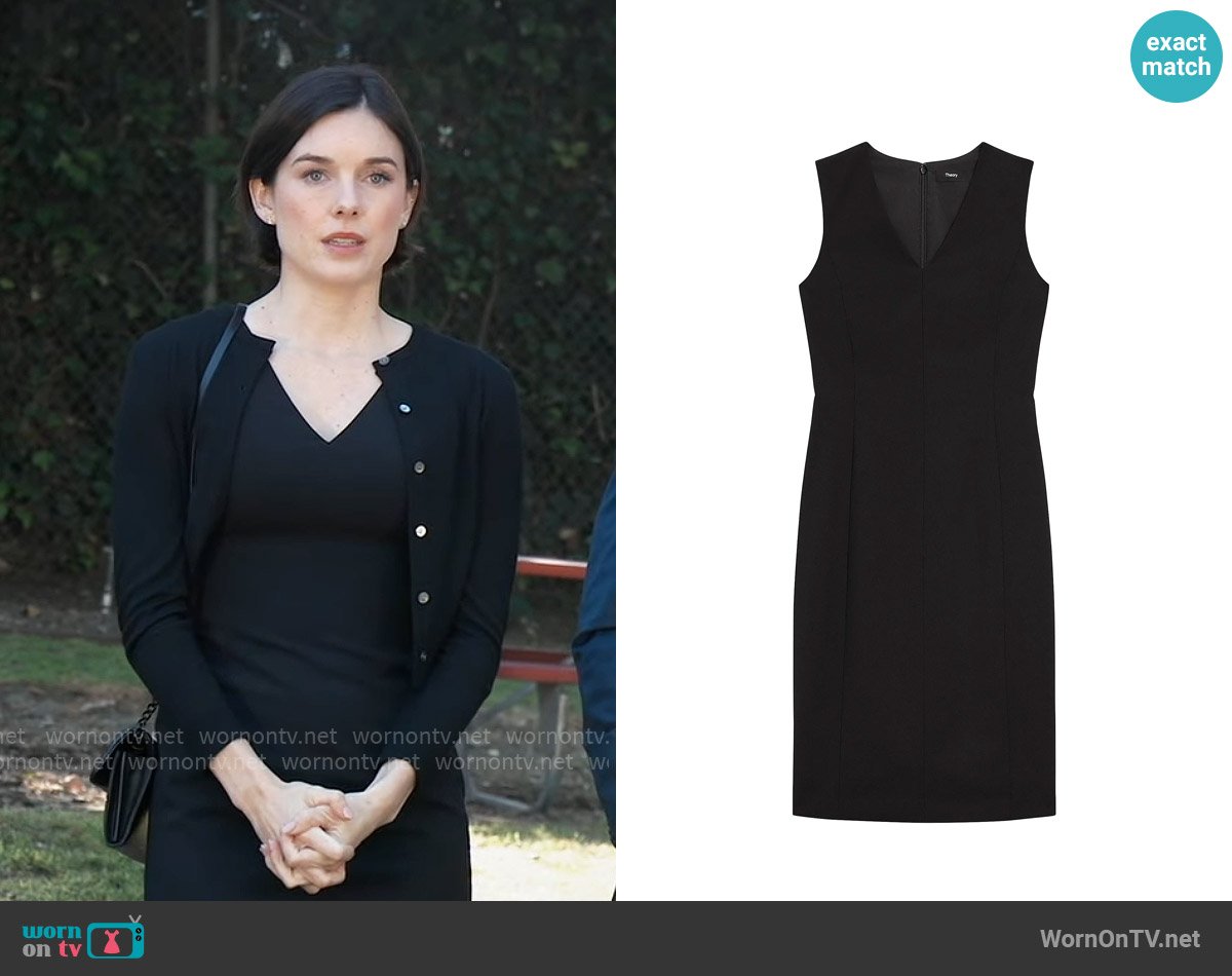 Theory Slim V-Neck Midi-Dress worn by Willow Tait (Katelyn MacMullen) on General Hospital