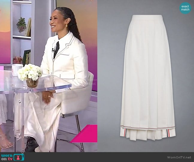 Thom Browne Classic Cashmere Pleated Skirt worn by Elaine Welteroth on Today