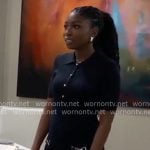 Trina's black mini polo collar dress on General Hospital