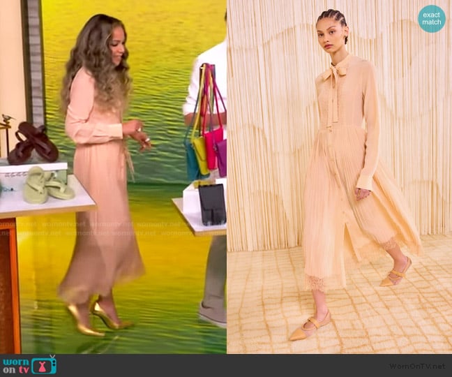 Ulla Johnson Aviana Long Sleeve Pleated Shirt Dress worn by Sunny Hostin on The View