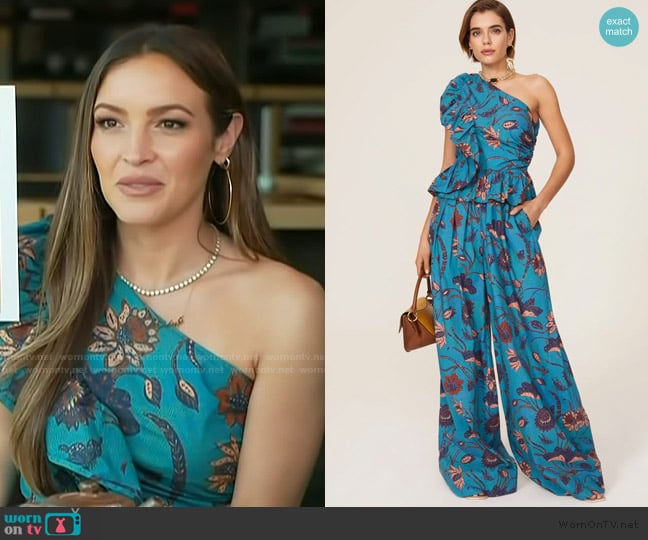 Ulla Johnson Solana Asymmetrical Jumpsuit worn by Emily Orozco on Access Hollywood