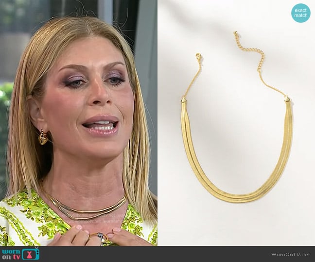 Uncommon James Double Layer Herringbone Chain Necklace in gold worn by Jill Martin on Today