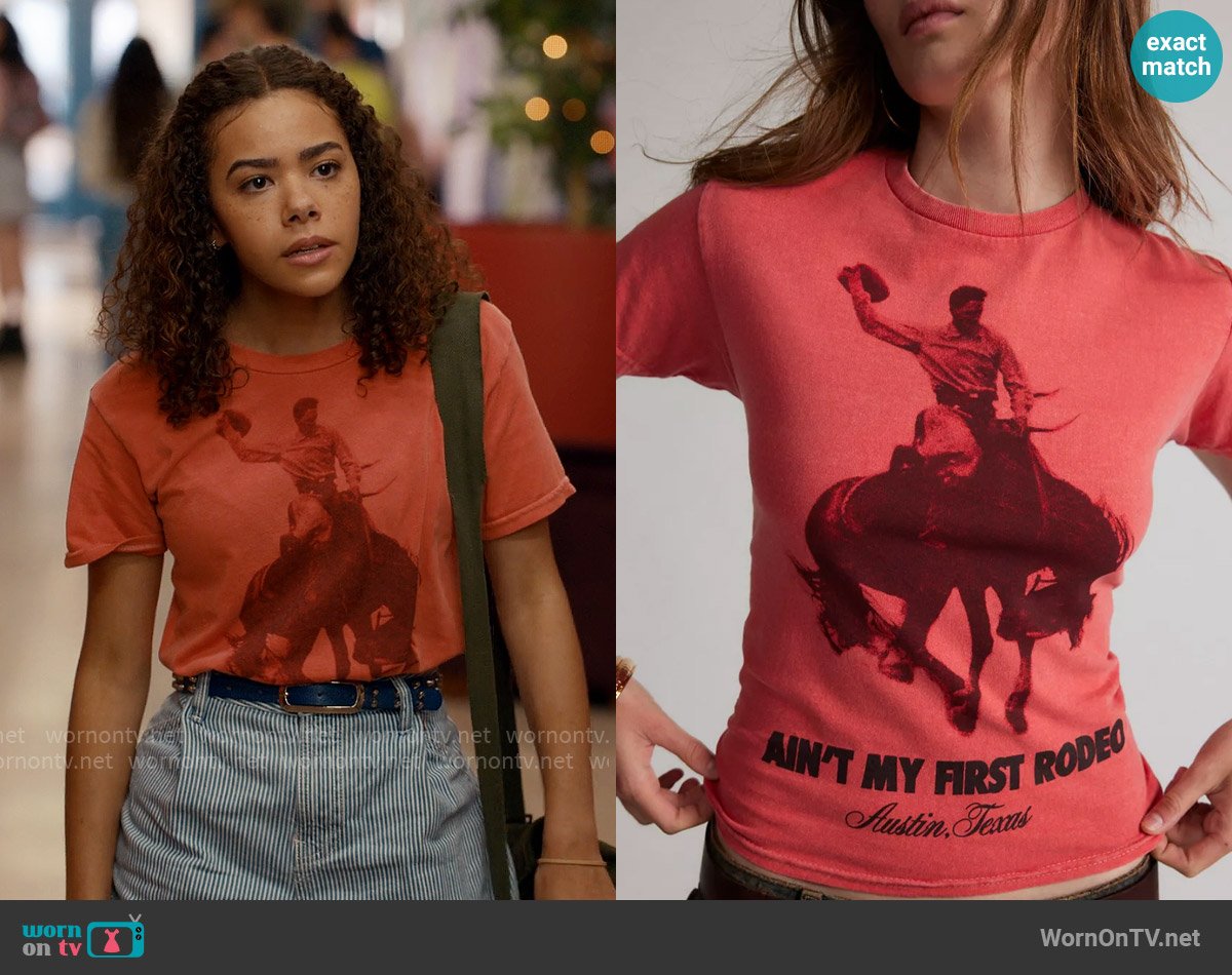 Urban Outfitters Not My First Rodeo Graphic Slim Tee worn by Ginny Miller (Antonia Gentry) on Ginny & Georgia