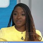 Valerie Agyeman’s yellow short sleeve cardigan and skirt on Today