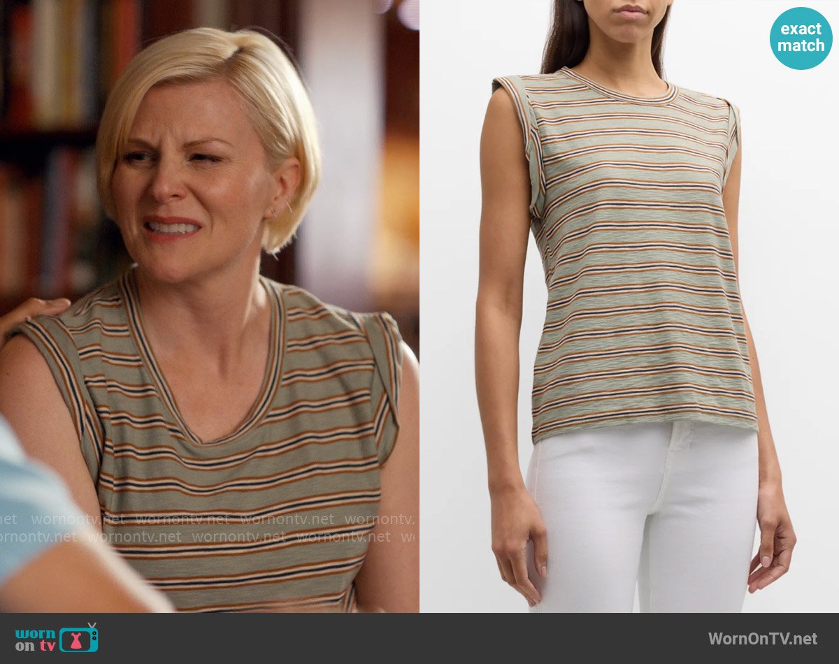 Veronica Beard Dree Striped Muscle Tee worn by Ellen Baker (Jennifer Robertson) on Ginny & Georgia