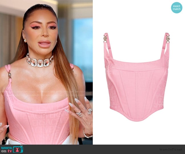 Versace Logo jacquard wool corset top worn by Larsa Pippen (Larsa Pippen) on The Real Housewives of Miami