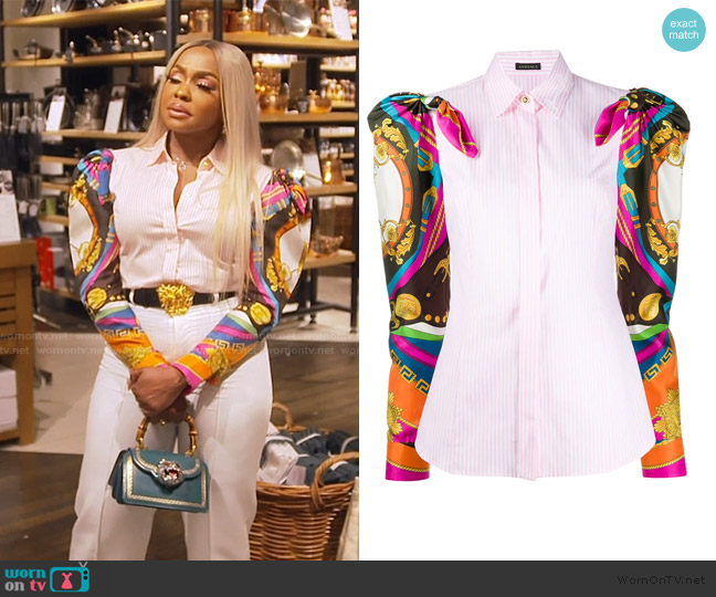Versace Baroque Sleeves Striped Shirt