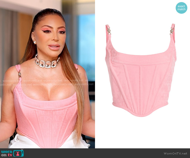 Versace Logo jacquard wool corset top worn by Larsa Pippen (Larsa Pippen) on The Real Housewives of Miami