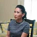 Vicky’s grey embellished short sleeve sweater on NBC News Daily