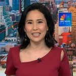 Vicky’s red asymmetric neck sheath dress on NBC News Daily