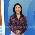 Vicky’s burgundy print shirt and pink pants on Today