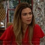 Victoria’s red puff-sleeve sweater on The Young and the Restless