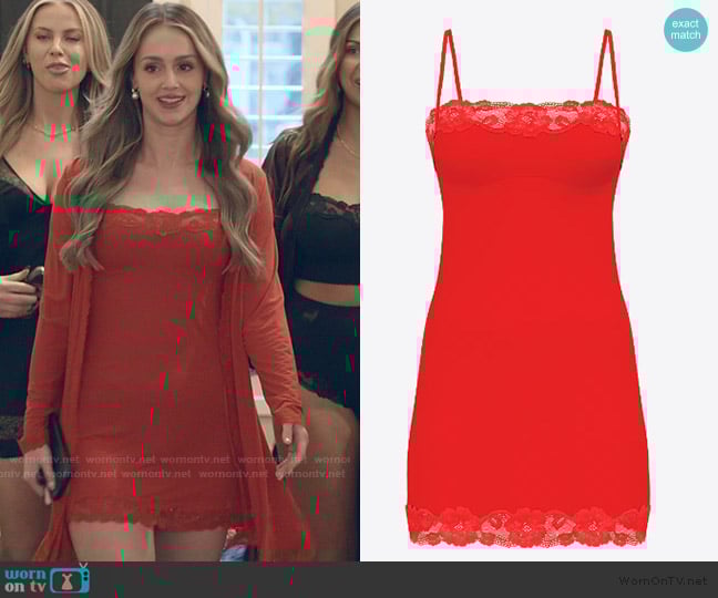 Victoria's Secret Modal Soft & Lace Trim Straight-Neck Slip Dress worn by Mikayla Matthews on The Secret Lives of Mormon Wives