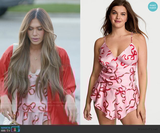 Victoria's Secret Satin Open-Back Cami and Shorts Set worn by Jessi Ngatikaura on The Secret Lives of Mormon Wives