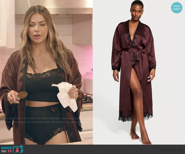 Victoria's Secret Satin and Rose Lace Open Back Robe worn by Demi Engemann on The Secret Lives of Mormon Wives