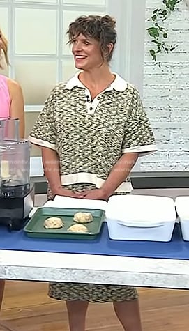 Vivian Howard's space dye knit polo top and skirt on Today