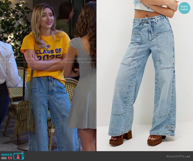 We The Free CRVY Outlaw Wide-Leg Jeans in Drizzle worn by Holly Jonas (Ashley Puzemis) on Days of our Lives