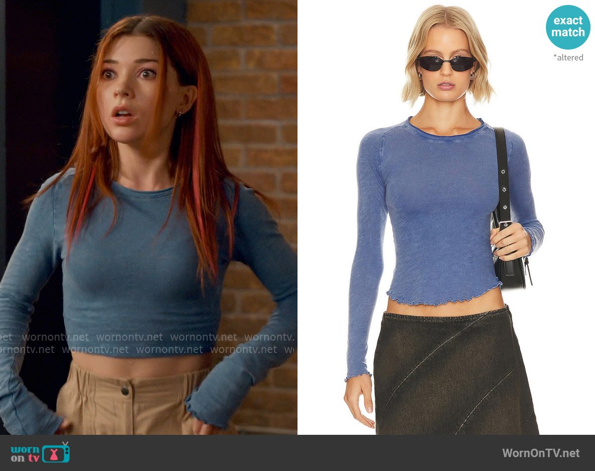 Free People Be My Baby Long Sleeve in Persian Jewel worn by Abby Littman (Katie Douglas) on Ginny & Georgia
