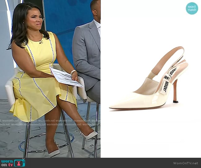 Dior J'Adior Slingback Patent Pumps worn by Laura Jarrett on Today