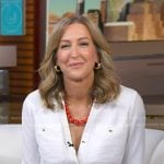 Lara’s white v-neck shirtdress on Good Morning America