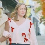 Whitney’s pink bow detail sweater on The Secret Lives of Mormon Wives