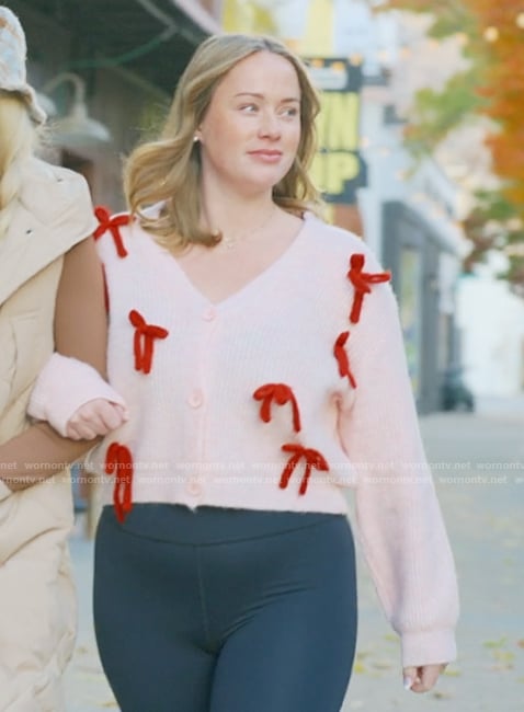 Whitney’s pink bow detail sweater on The Secret Lives of Mormon Wives