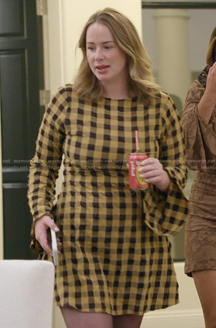Whitney’s yellow gingham check print dress on The Secret Lives of Mormon Wives