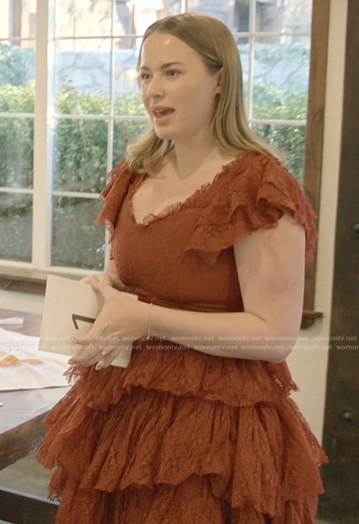 Whitney's orange lace ruffle dress on The Secret Lives of Mormon Wives