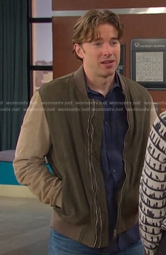 Will’s taupe colorblock bomber jacket on Days of our Lives