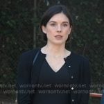 Willow’s black v-neck dress and cardigan on General Hospital