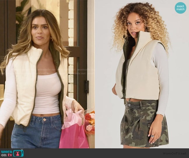 Windsor Casual Sleek Reversible Cropped Puffer Vest worn by Taylor Frankie Paul on The Secret Lives of Mormon Wives