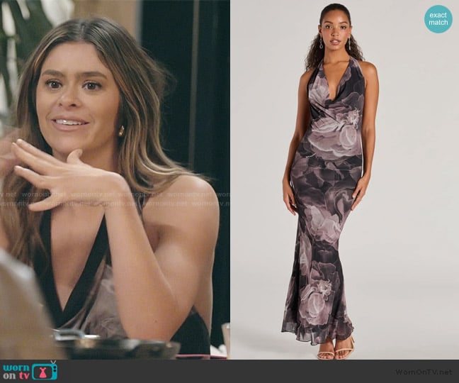 Windsor Drama-Worthy Abstract Floral Mesh Maxi Dress worn by Taylor Frankie Paul on The Secret Lives of Mormon Wives