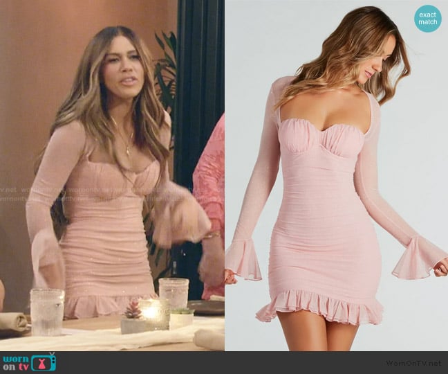 Windsor Kristy Formal Glitter Ruffle Mini Dress worn by Jessi Ngatikaura on The Secret Lives of Mormon Wives