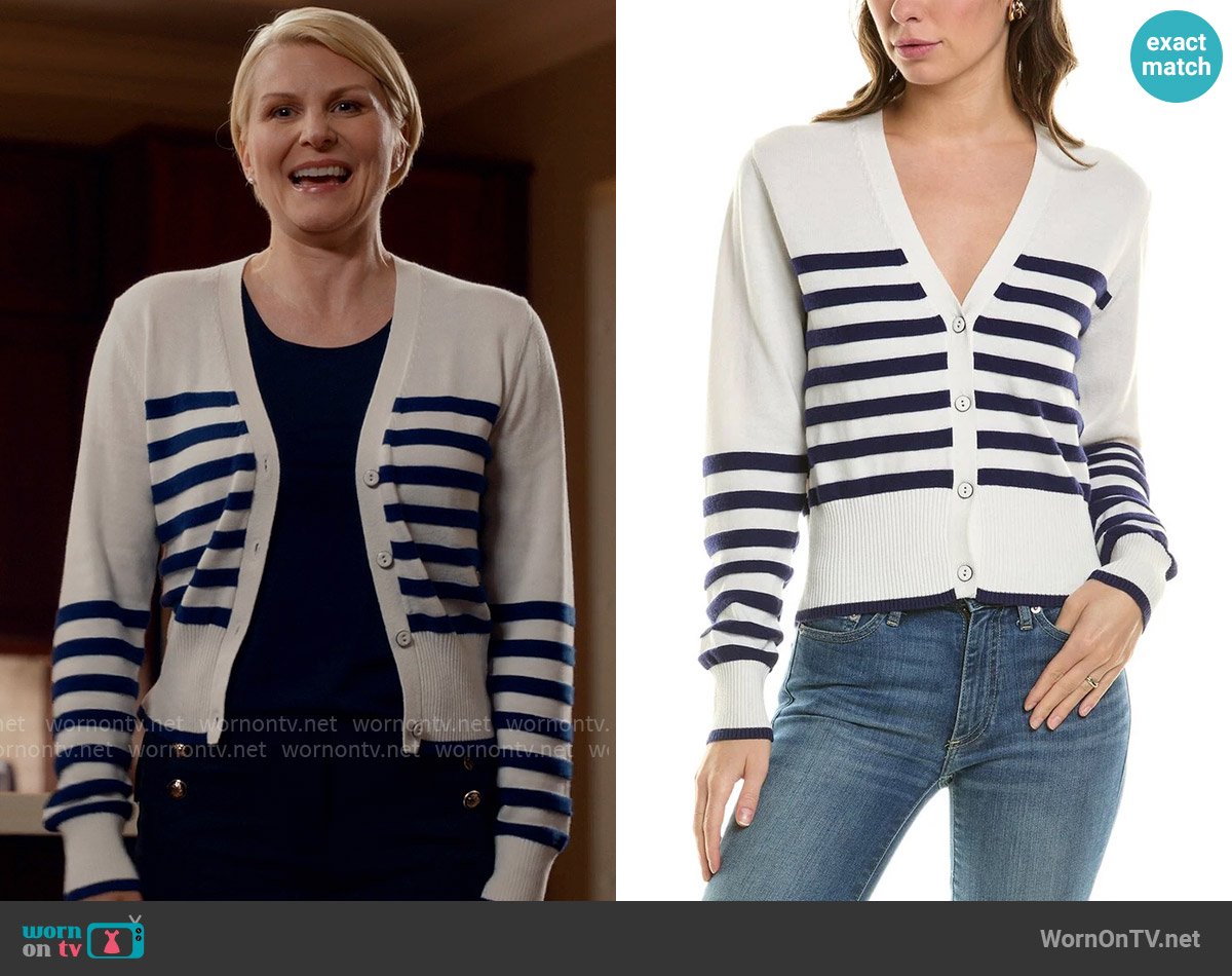 Wispr Brynn Silk-Blend Cardigan worn by Ellen Baker (Jennifer Robertson) on Ginny & Georgia