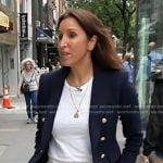 Yasmin Vossoughian’s navy double breasted blazer on NBC News Daily