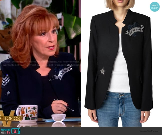 Zadig & Voltaire Very Bis Multistrass Open Front Blazer worn by Joy Behar on The View