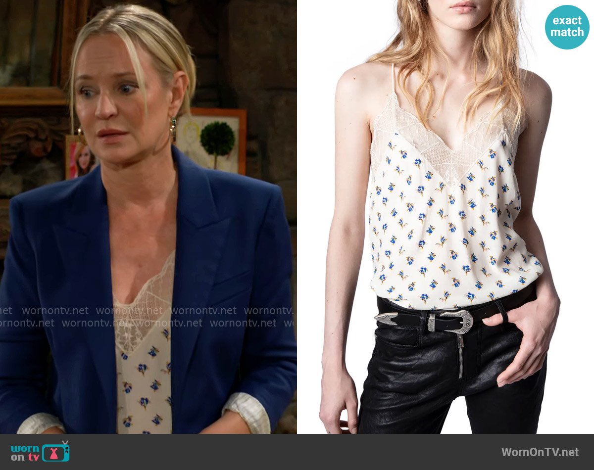 Zadig & Voltaire Christy Camisole in Vanille worn by Sharon Newman (Sharon Case) on The Young and the Restless