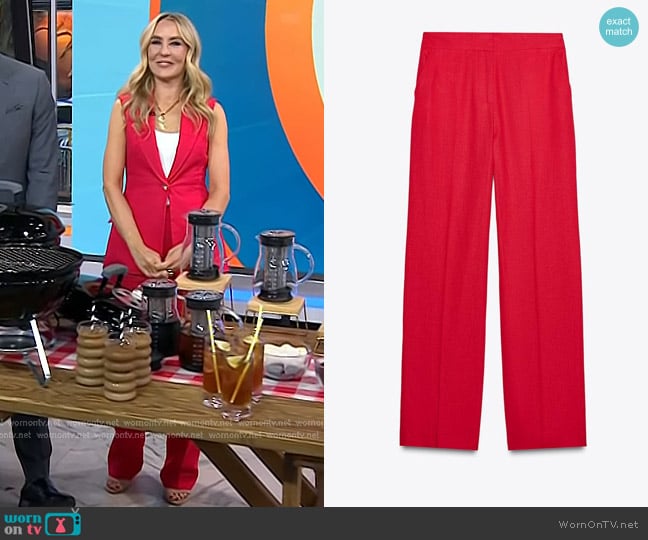Zara Straight Leg Linen Pants in Strawverry worn by Chassie Post on Today
