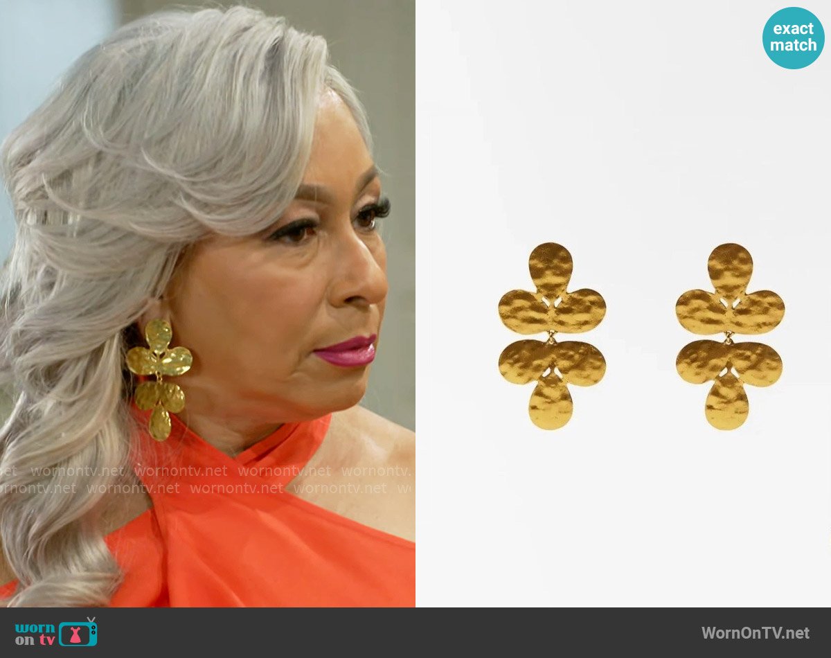 Zara Double Clover Earrings worn by Anita Dupree (Tamara Tunie) on Beyond the Gates