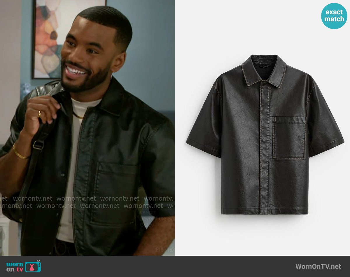 Zara Faux Leather Overshirt worn by Andre Richardson (Sean Freeman) on Beyond the Gates