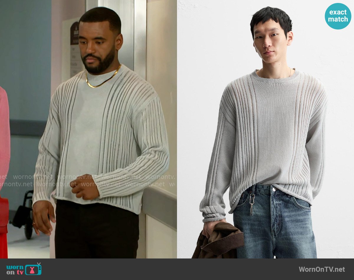 Zara Structured Openwork Sweater worn by Andre Richardson (Sean Freeman) on Beyond the Gates
