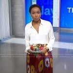 Zinhle’s metallic floral skirt on NBC News Daily