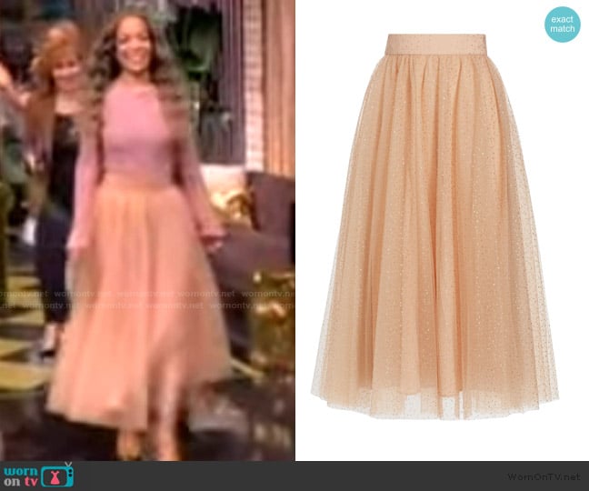 Zimmermann Metallic-Dot Tulle Midi-Skirt worn by Sunny Hostin on The View