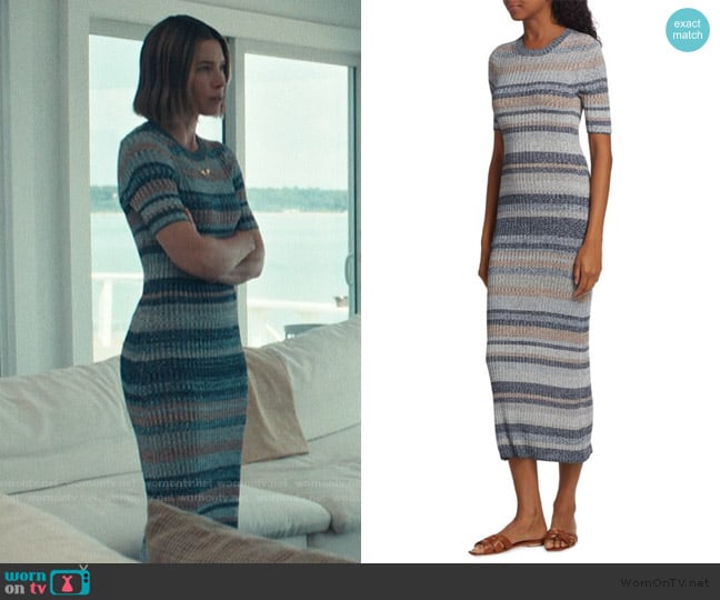 Zimmermann Wonderland Striped Rib Knit Midi Dress worn by Chloe Taylor (Jessica Biel) on The Better Sister