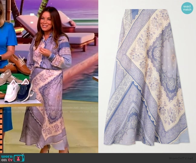 Zimmermann Lucky bandana-print linen maxi skirt worn by Gretta Monahan on The View