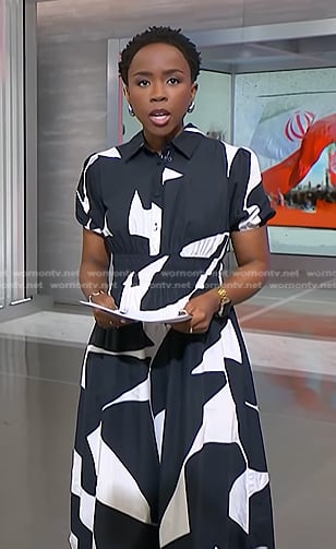 Zinhle’s black print shirtdress on NBC News Daily