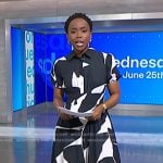 Zinhle’s black flower ankle tie leather heel sandals on NBC News Daily