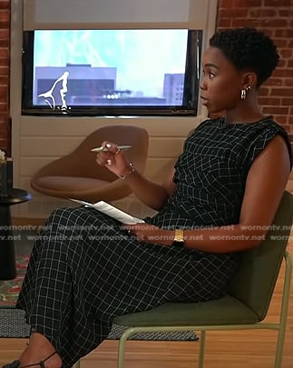 Zinhle’s black grid check dress on NBC News Daily