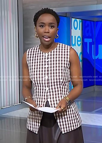 Zinhle’s gingham check vest on NBC News Daily