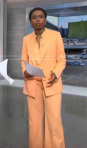 Zinhle's orange blazer and wide leg pants on NBC News Daily